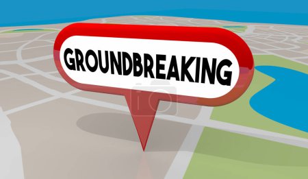 Groundbreaking Event New Location Contruction Starts Here Map Pin 3d Illustration