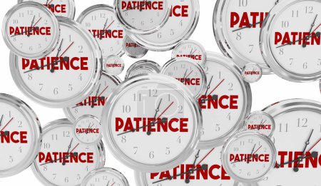 Patience Clocks Flying Be Calm Peaceful Wait Anticipation Time 3d Illustration