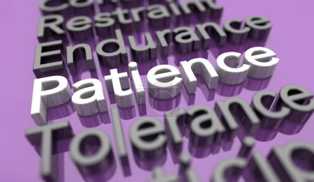 Photo for Patience Tolerance Restraint Endurance Waiting Anticipation Words 3d Illustration - Royalty Free Image