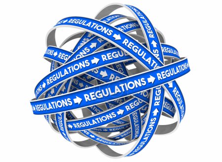 Reglamentos interminables Reglas de Gobierno Leyes sobre negocios regulados Ilustración 3d