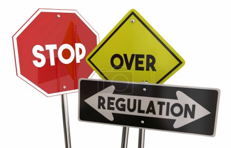 Foto de Stop Over Regulación Señales Demasiadas Reglas de Gobierno Leyes Fin Derogación Ilustración 3d - Imagen libre de derechos