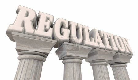 Regulierung Regierung Red Tape Rules Gesetze Regulierte Business Marmor Säulen 3D Illustration