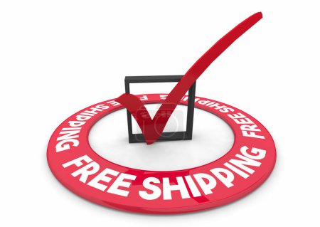 Free Shipping Check Mark Box No Cost Packages Shipped Buy Order 3d Illustration