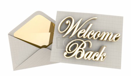 Téléchargez les photos : Bienvenue de retour retour Enveloppe client fidèle Invitation Événement Appréciation Merci Illustration 3d - en image libre de droit