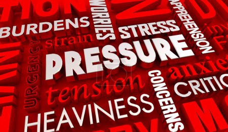 Druck Stress belastet Ängste unter Belastungen Wörter 3d Illustration