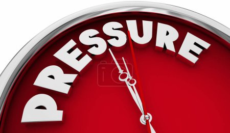 Reloj de montaje de presión Tiempo Urgencia Tensión Tensión Palabra 3d Ilustración