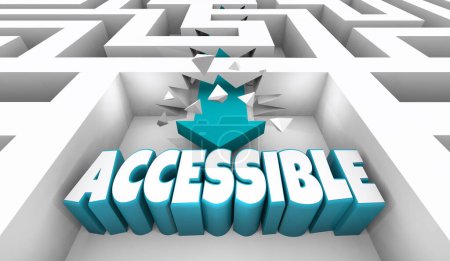 Ruptura accesible a través de barreras obtener oportunidad de acceso Igualdad de libertad Laberinto 3d ilustración