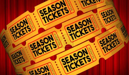 Photo for Season Tickets Stage Red Curtains Theater Performance Seats Special VIP Access 3d Illustration - Royalty Free Image
