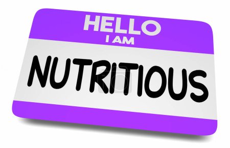 Hello I Am Nutritious Food Diet Name Tag Sticker Eat Better Meals 3d Illustration