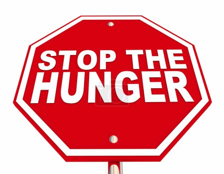 Detener el signo del hambre No estar hambriento Alimento Dieta Comer Menos 3d Ilustración