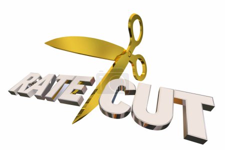 Rate Cut Interest Loan Reduction Scissors Reduce Mortgage Money 3d Illustration