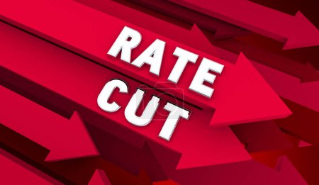 Rate Cut Arrows Down Interest Reduction Loan Mortage Lower Money Cost 3d Illustration