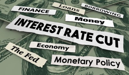 Interest Rate Cut Economy News Headlines Loan Costs Reduced 3d Illustration