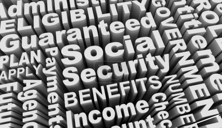 Social Security Benefits Payments Government Entitlment Words 3d Illustration
