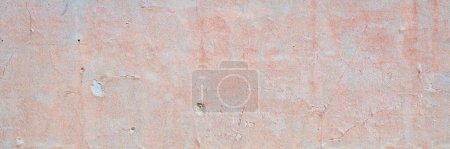 Photo for Old plaster wall background and texture with holes and cracks, panoramic web banner - Royalty Free Image