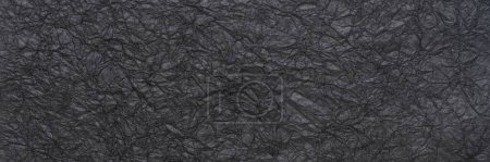 Téléchargez les photos : Fond et texture du papier d'art ridé noir, bannière web panoramique - en image libre de droit