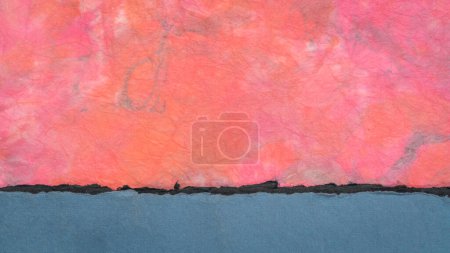 Photo for Fantasy paper landscape created with marbled lokta paper and sheets of handmade rag paper - Royalty Free Image
