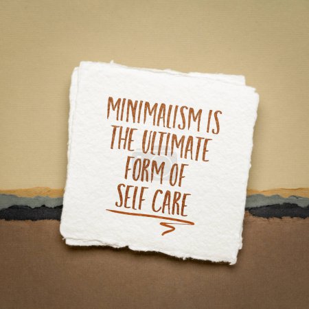Photo for Minimalism is the ultimate form of self care, handwriting on an art paper, lifestyle, simplicity and personal development concept - Royalty Free Image