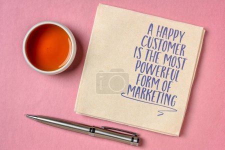 Photo for Happy customer is the most powerful form of marketing - inspirational business and sales message - Royalty Free Image