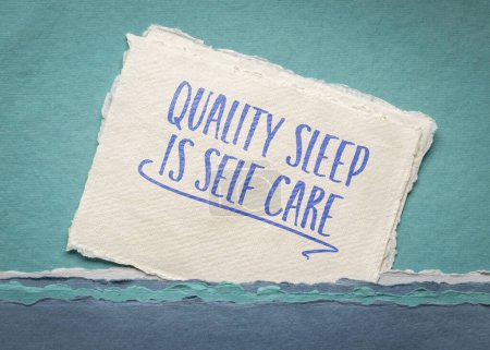 Photo for Quality sleep is self care - inspirational reminder note on an art paper, healthy lifestyle concept - Royalty Free Image