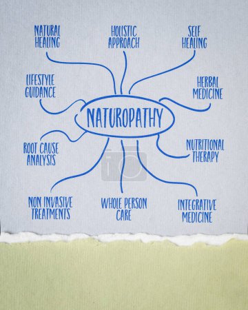 Photo for Naturopathy infographics or mind sketch on art paper, health, healthcare and medicine concept - Royalty Free Image