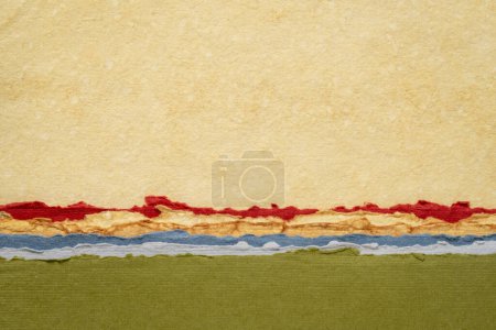 Photo for Abstract paper landscape in vivid earth tones tones - collection of handmade rag papers - Royalty Free Image