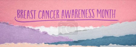 Photo for Breast Cancer Awareness Month banner - reminder note on art paper, health and education concept - Royalty Free Image