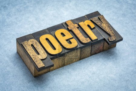 Photo for Poetry word abstract - text in vintage  letterpress wood type against textured paper - Royalty Free Image