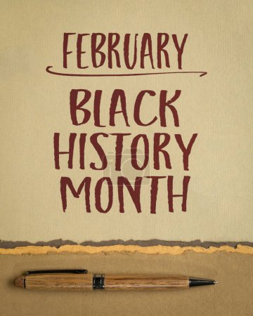 Photo for February - Black History Month, note on art paper, annual observance originating in the United States - Royalty Free Image