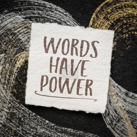 Photo for Words have power - inspirational note on art paper, communication and influence concept - Royalty Free Image