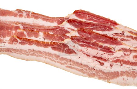 background of uncured sliced bacon on white