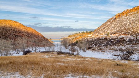 Photo for Winter landscape of Colorado foothills - Horsetooth Mountain Open Space - Royalty Free Image