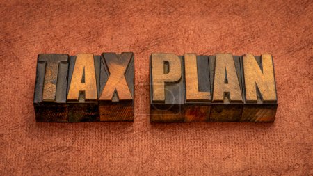 Steuerplan, Finanzkonzept, Vokabeln im Buchdruck, Unternehmens- und Steueroptimierung