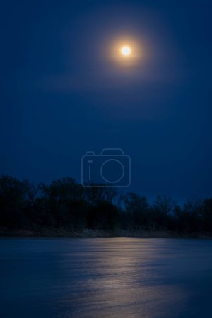 full moon over the Missouri River in Brownville, Nebraska