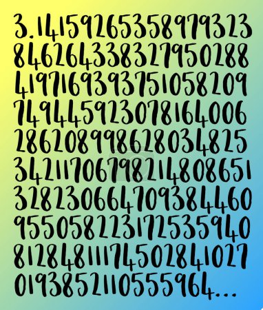 number pi 3.1415 with 140 decimal places, mathematics and pi day concept