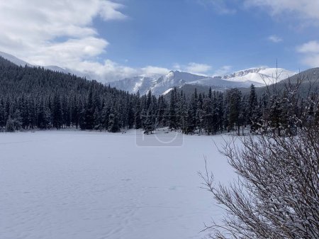 Photo of Mount Blue Sky in Rocky Mountain National Park in northern Colorado, United States USA during winter.