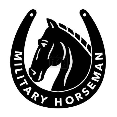 Foto de AUCKLAND, 11 de noviembre de 2022: Ilustración de la insignia de identificación de jinete militar del ejército de los Estados Unidos que muestra un caballo dentro de la herradura sobre un fondo aislado. - Imagen libre de derechos