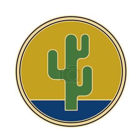 Ilustración de AUCKLAND, 11 de noviembre de 2022: Ilustración del Comando de Sostenibilidad 103 del Ejército de los Estados Unidos Insignia de Identificación del Servicio de Combate Expedicionario Insignia militar CSIB que muestra cactus dentro del círculo. - Imagen libre de derechos