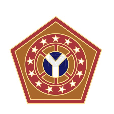 Téléchargez les photos : AUCKLAND, le 11 novembre 2022 : Illustration de l'insigne militaire de la 108e Brigade de soutien de l'armée des États-Unis montrant un aigle à l'intérieur du bouclier avec des mots Airborne - en image libre de droit