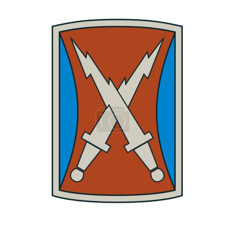 Foto de AUCKLAND, 11 de noviembre de 2022: Ilustración de la insignia de identificación del Servicio de Combate de la Brigada de Señal 106 del Ejército de los Estados Unidos que muestra la insignia militar CSIB con espadas cruzadas. - Imagen libre de derechos