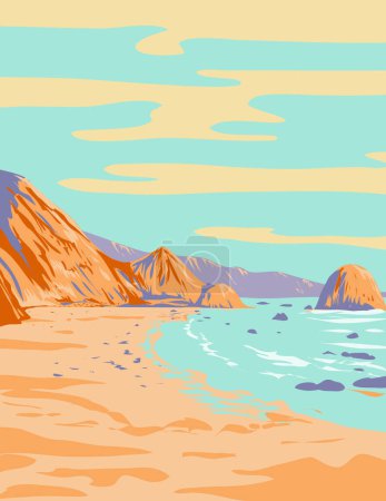 Téléchargez les illustrations : Affiche d'art WPA de Point Reyes National Seashore situé sur la péninsule de Point Reyes dans le comté de Marin en Californie dans l'administration du projet de travaux. - en licence libre de droit