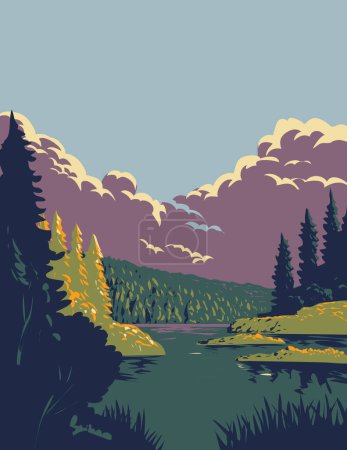 Illustration for WPA poster art of Terra Nova National Park on the east coast of Newfoundland in the Canadian province of Newfoundland and Labrador along Bonavista Bay in Canada done in works project administration. - Royalty Free Image