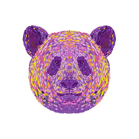 Illustration for Pointillist, Impressionist or pop art style illustration of head of a giant panda Ailuropoda melanoleuca or sometimes panda bear viewed from front on isolated background in retro dot art style. - Royalty Free Image