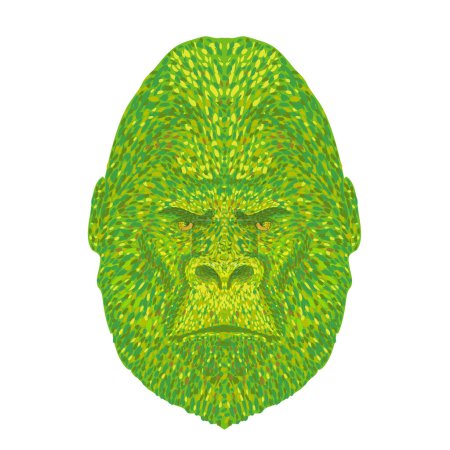 Illustration for Pointillist, Impressionist or pop art style illustration of head of a silverback gorilla viewed from front on isolated background in retro dot art style. - Royalty Free Image