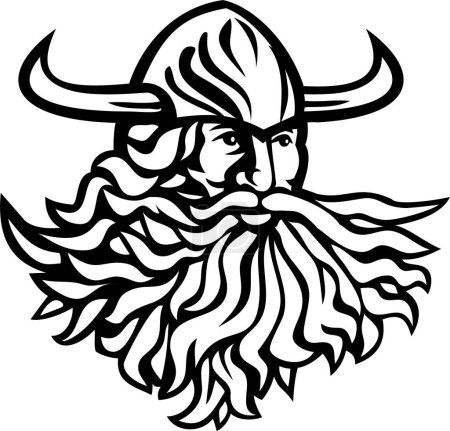 Illustration for Head of Aegir Hler Gymir Norse Viking God of Sea Mascot - Royalty Free Image