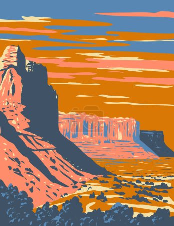 Téléchargez les illustrations : Affiche d'art WPA de San Rafael Reef situé dans le comté d'Emery dans le centre de l'Utah aux États-Unis fait dans l'administration de projets d'œuvres ou de style Art déco - en licence libre de droit