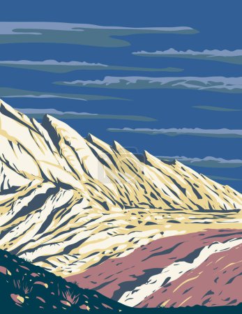 Ilustración de Arte póster WPA de una arenisca navajo en el borde del oleaje de San Rafael ubicado en el este de Utah en los Estados Unidos hecho en la administración de proyectos de obras o estilo Art Deco. - Imagen libre de derechos