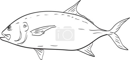 Illustration for Pacific crevalle jack or Caranx caninus Side View Cartoon Drawing - Royalty Free Image
