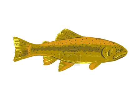 Illustration for WPA poster art of a Gila trout or Oncorhynchus gilae, a species of salmonid related to the rainbow trout viewed from side done in works project administration style or federal art project style - Royalty Free Image