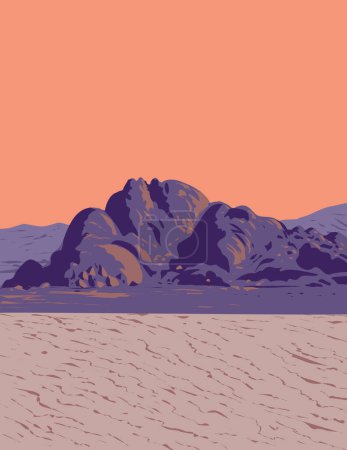 Illustration for WPA poster art of Death Valley National Park in Eastern California, in northern Mojave Desert, bordering the Great Basin Desert done in works project administration or federal art project style - Royalty Free Image